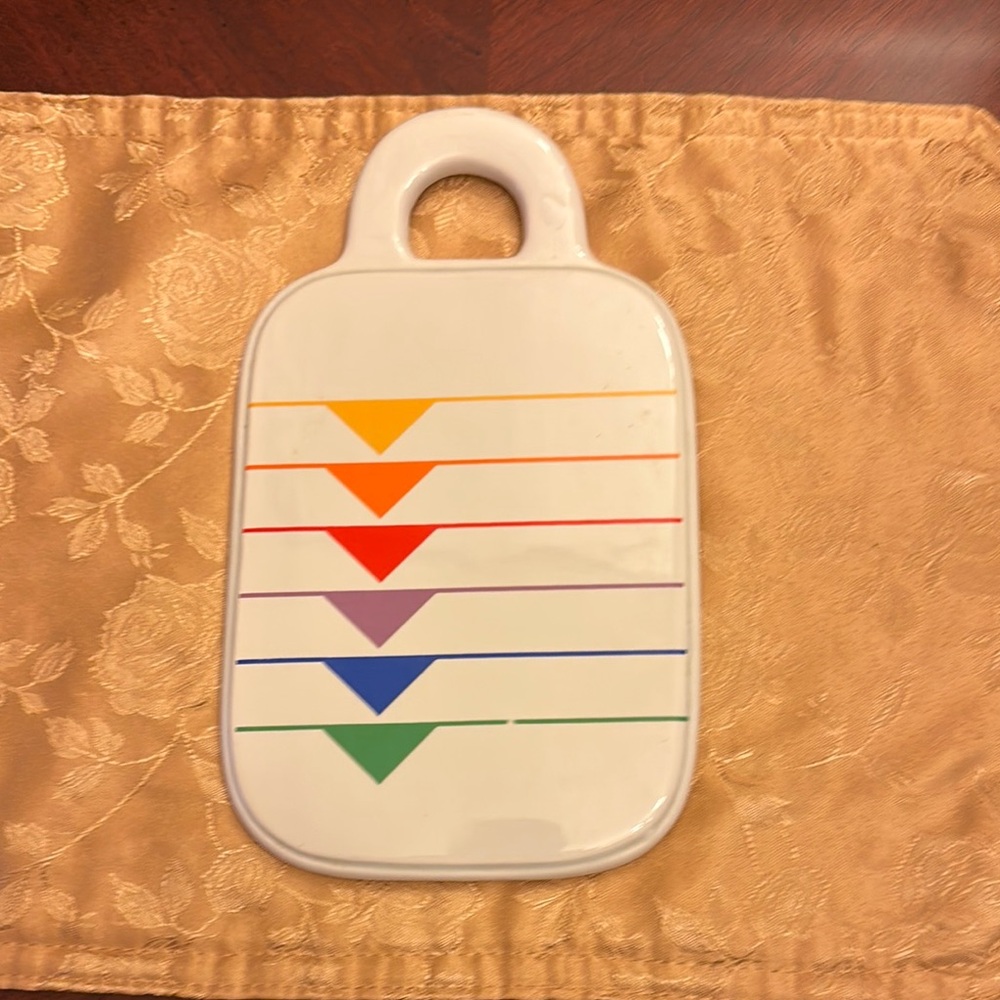 BLOCK sextet Colorful Rainbow Chevron Ceramic Trivet or Cutting Board